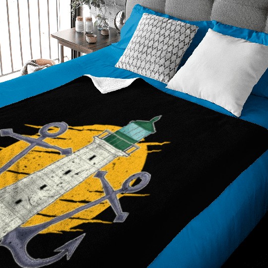 Full moon ship anchor gift lighthouse Baby Blankets