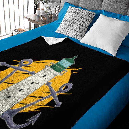 Full moon ship anchor gift lighthouse Baby Blankets