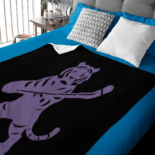 Tiger Hockey Player Silhouette Baby Blankets