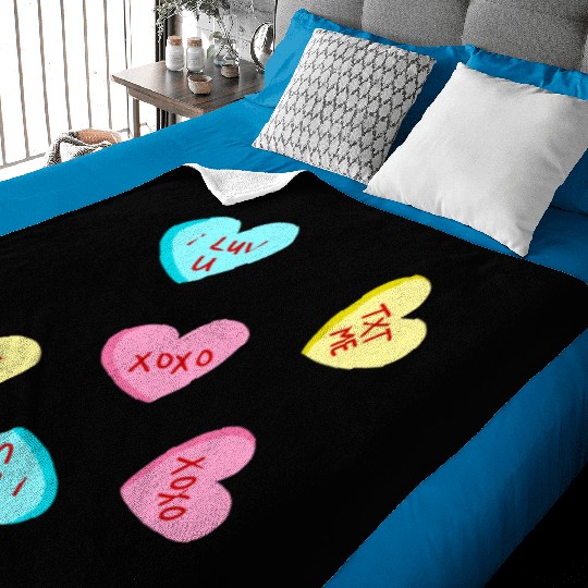 Sweet Candy Hearts Valentines Day Baby Blankets