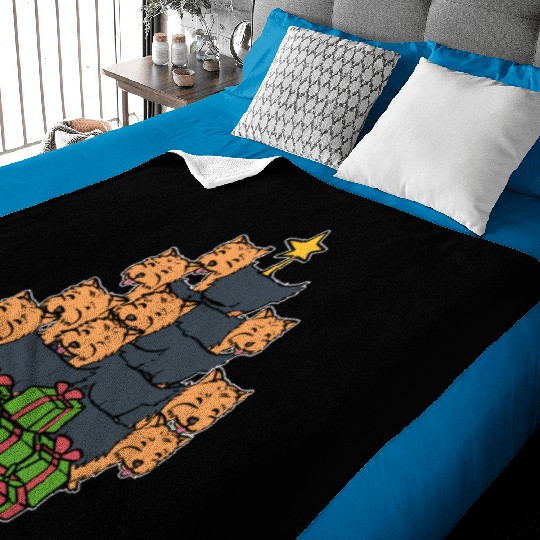 Yorkie Christmas Tree Holiday Person Gift Baby Blankets