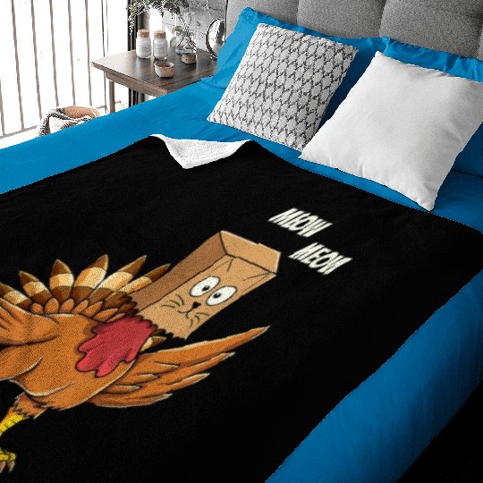 Thanksgiving Turkey Cat Meow Funny Men Women Baby Blankets