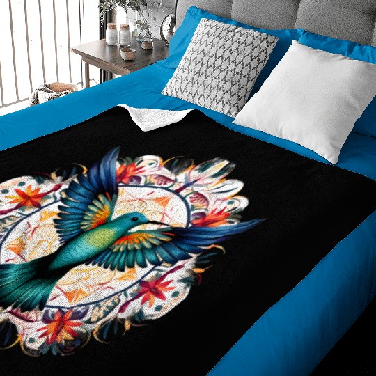 Hummingbird Mandala Art Baby Blankets