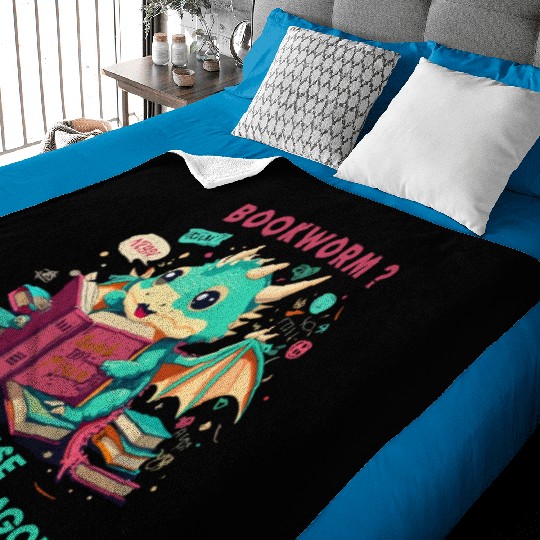 bookworm Please I'm A Book Dragon, Unisex graphic Baby Blankets