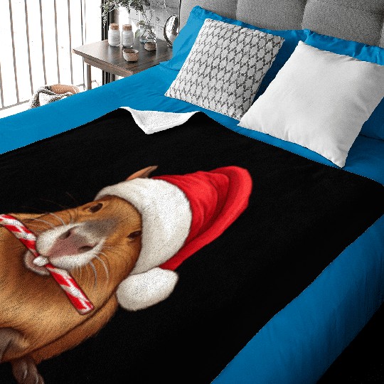Festive capybara with candy cane Baby Blankets