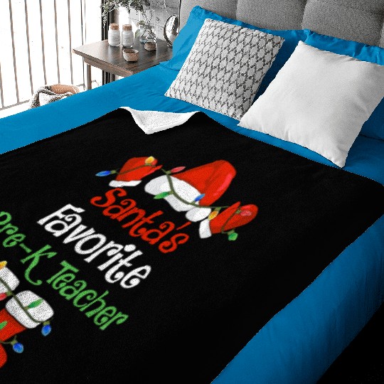 Santa's Favorite Pre K Teacher Funny Christmas Baby Blankets