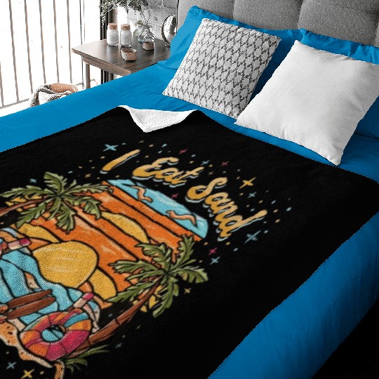 60s Psychedelic I Eat Sand and Sunrise Beach Baby Blankets