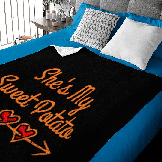 I Yam She's My Sweet Potato Thanksgiving Baby Blankets