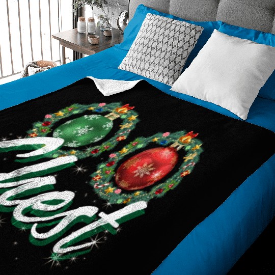 Chest Nuts Christmas Couple Funny Matching Baby Blankets