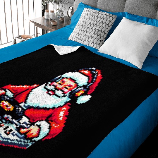Retro 8-Bit DJ Santa: A Festive Musical Spin Baby Blankets