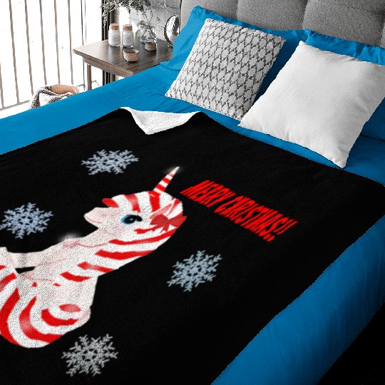 "Candy Cane the Unicorn" (Snowflake Snuggliezz) Baby Blankets