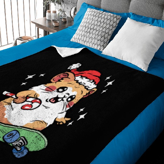 CUTE HAMSTER RIDING SKATEBOARD Baby Blankets