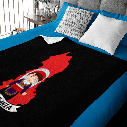 Albania Flag Map (Girl) Baby Blankets