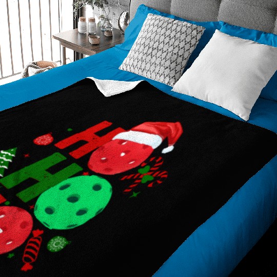 Pickleball Ho Ho Ho Holiday Merry Christmas Baby Blankets