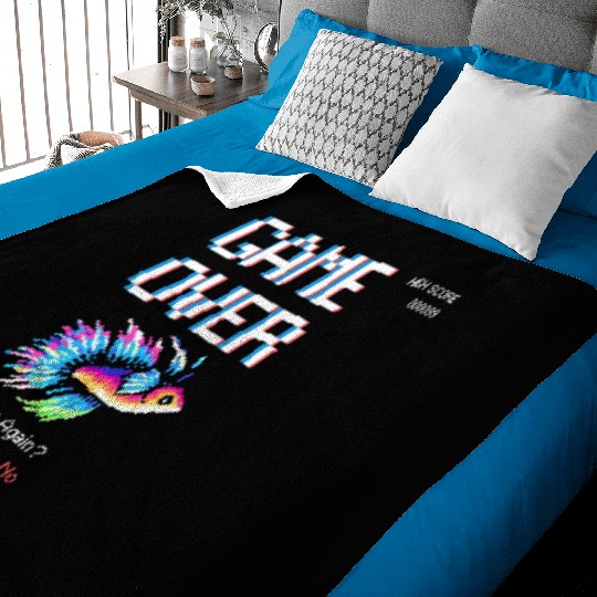 8 bit Arcade Retro Game Over Betta Fish Baby Blankets