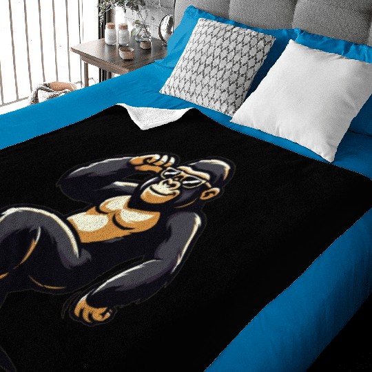 Gorilla With Sunglasses Baby Blankets