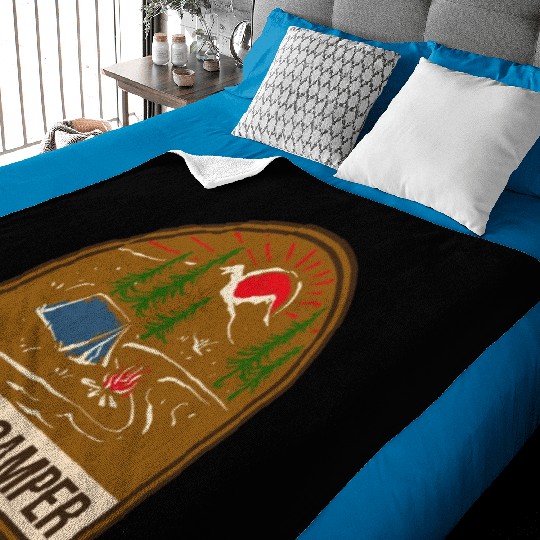 Happy Camper Camping Campfire Tent Baby Blankets