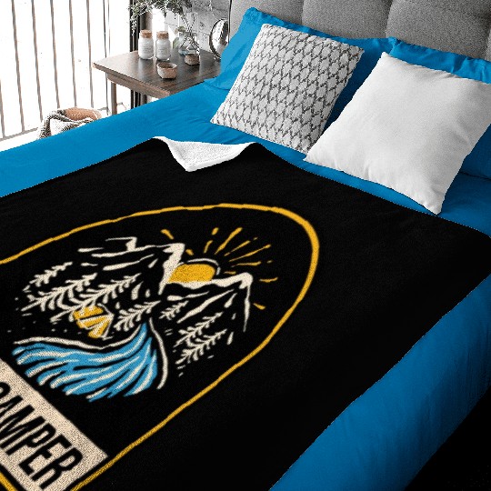 Happy Camper Camping Campfire Tent Baby Blankets