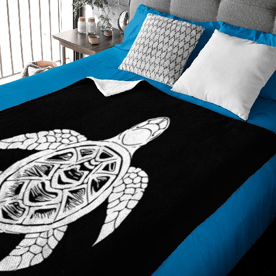 Turtle Tattoo Underwater Design For Divers Baby Blankets