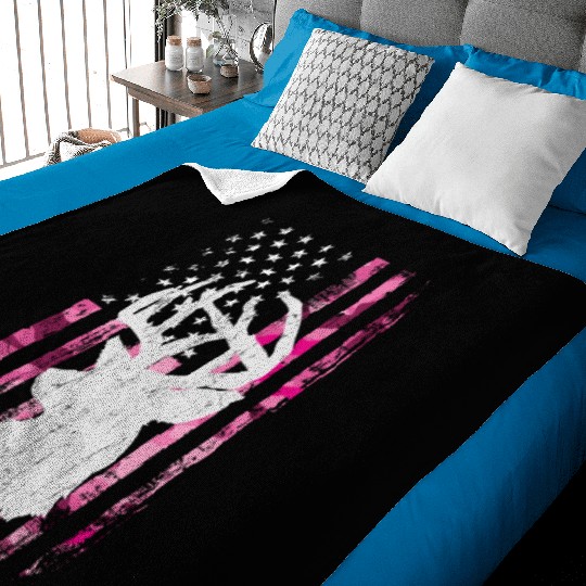 Deer Hunting Camo Pink Camouflage American Flag Baby Blankets