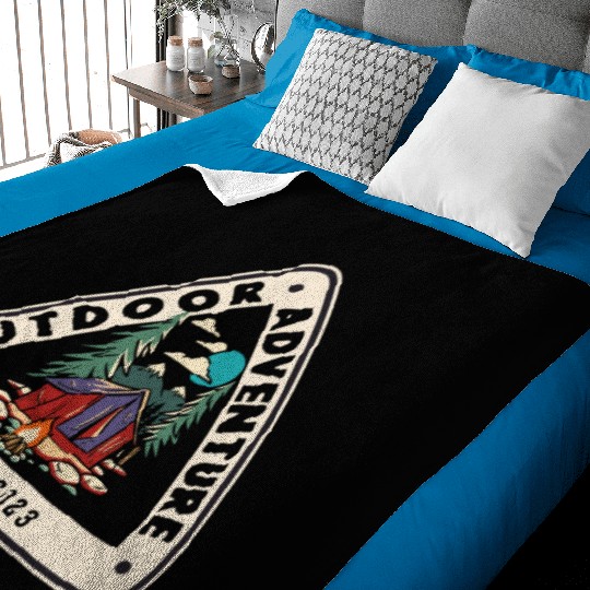 Outdoor Adventure Camper Camping Campfire Tent Baby Blankets