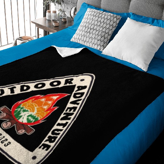 Outdoor Adventure Camper Camping Campfire Tent Baby Blankets