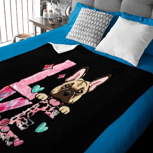 Frenchie Dog I Love My Dog Valentines Day Baby Blankets