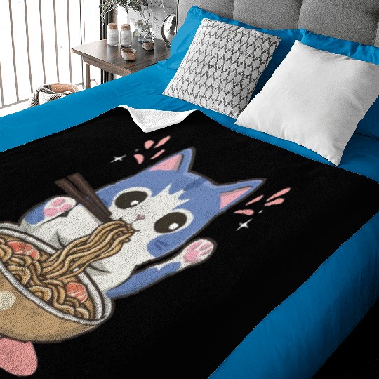 te cat ramen noodles neko kawaii funny Baby Blankets