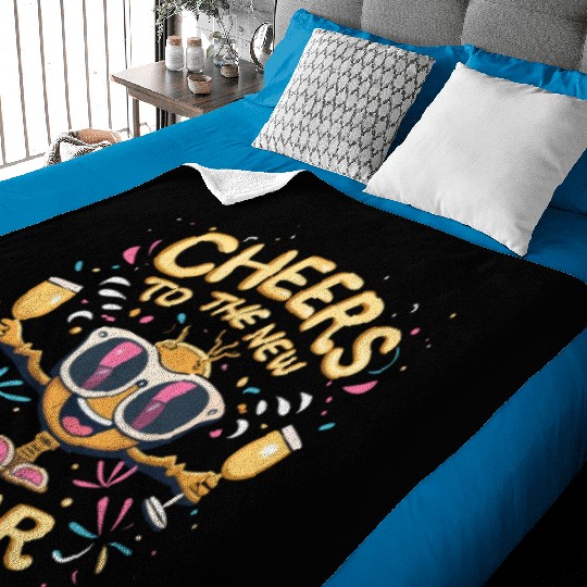 NYE Festive Cheers To The New Year Traditional Baby Blankets