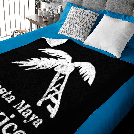 Costa Maya Mexico Palm Tree Vacation Trip Beach Me Baby Blankets