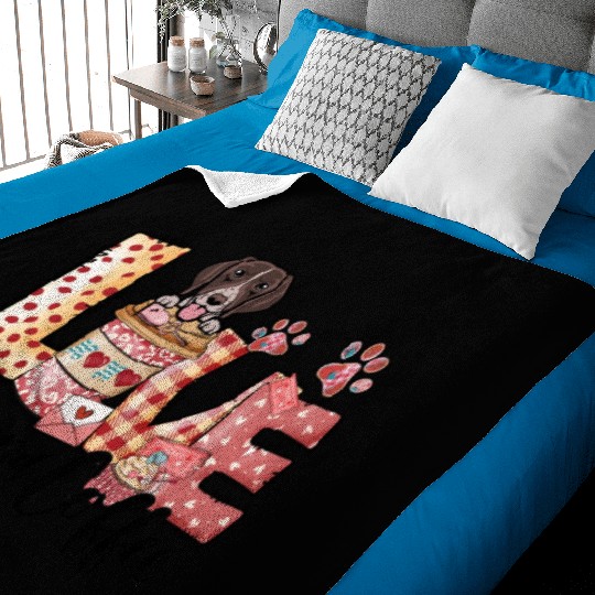 German Shorthair Dog Coffee Lover Dog Mom Valentin Baby Blankets