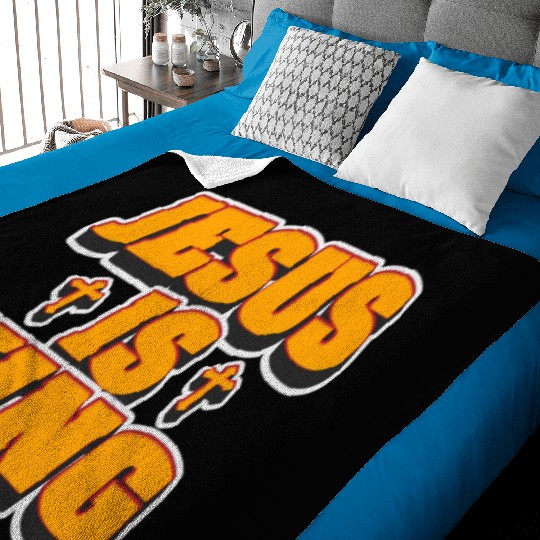 Jesus Is King Love Jesus Christian Christmas Baby Blankets