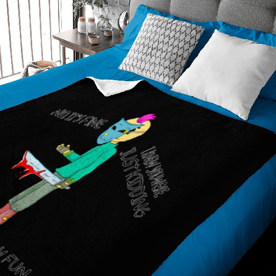 Just Kidding Killer Horror Retro Cartoon Character Baby Blankets