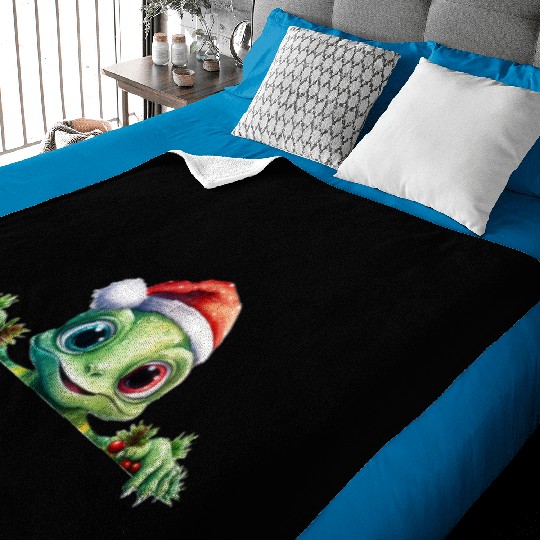 Winter Frog in a Santa Hat Baby Blankets