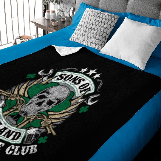 Motorcycle Sons Of Ireland Club Biker Distressed Baby Blankets