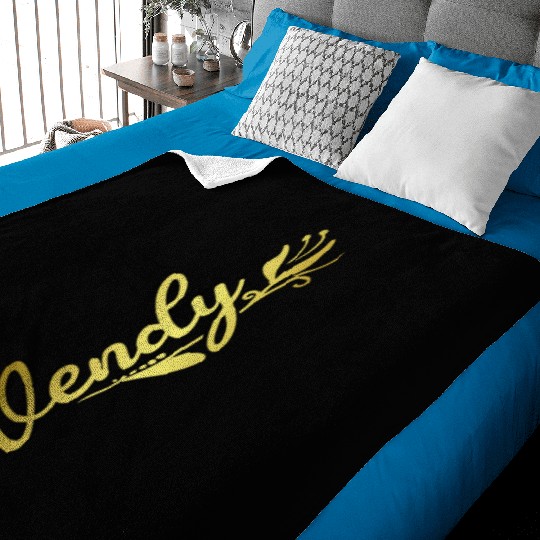 Wendy Name Faux Gold Tulip Flourish Baby Blankets