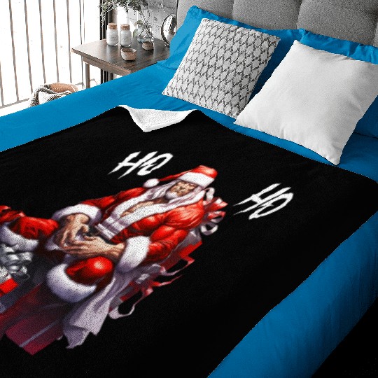 Ho Ho Ho Gym Santa Baby Blankets