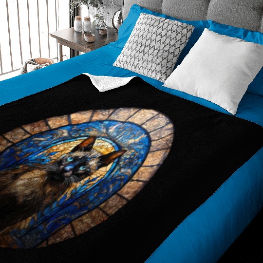 Siamese cat in stained glass Baby Blankets