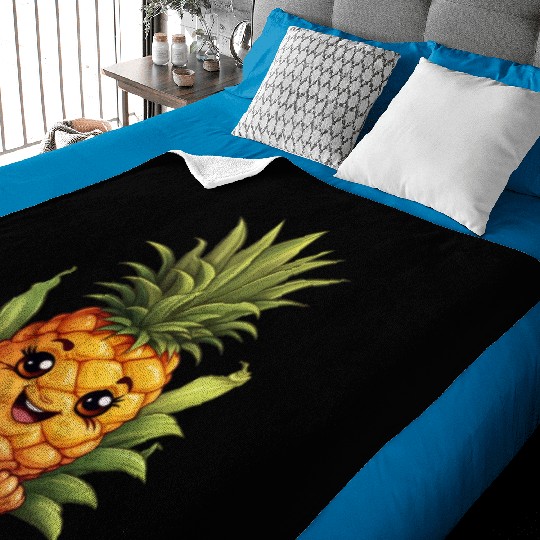 A charming kawaii style pineapple Baby Blankets