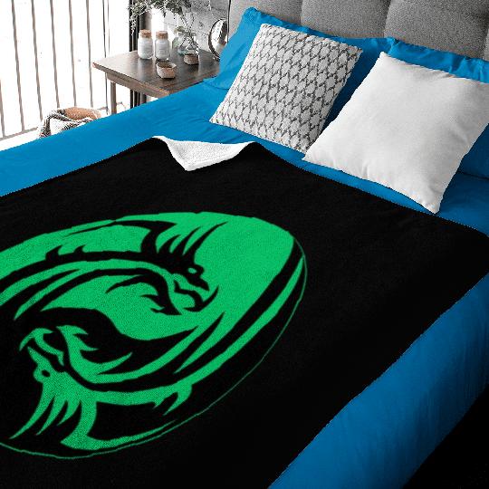 tow Dragonball in circle green and black Baby Blankets