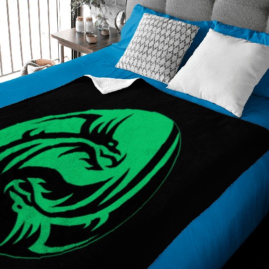 tow Dragonball in circle green and black Baby Blankets