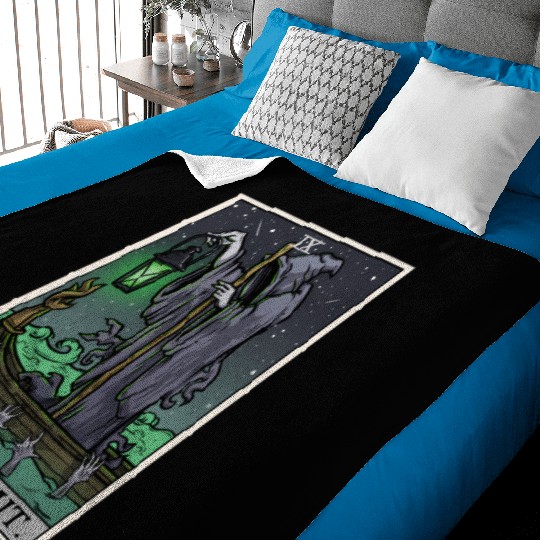 The Hermit Tarot Card Gothic Halloween Grim Reaper Baby Blankets
