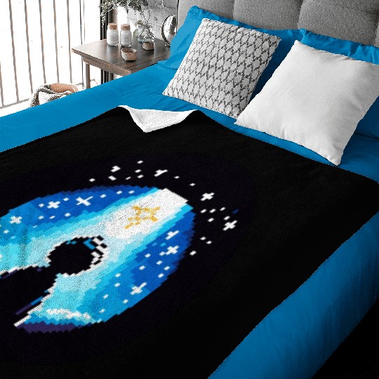 Digital Night Sky - 8-Bit Childhood Dreams Baby Blankets