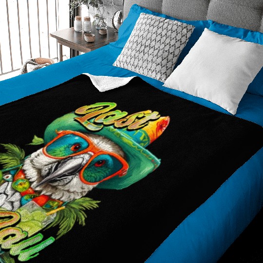 Last call Cocktails Bartender Parties Parrot Baby Blankets