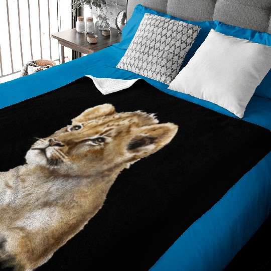 Baby Lion Aesthetic Watercolor Painting Portrait Baby Blankets