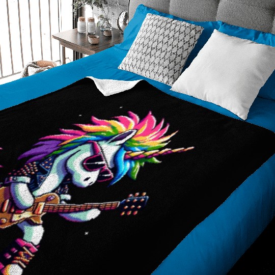 Pixel Punk Rock Unicorn Baby Blankets