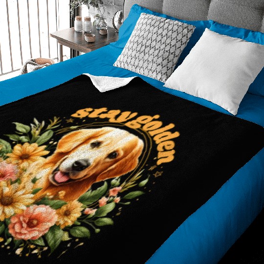 Cute Golden Retriever Baby Blankets