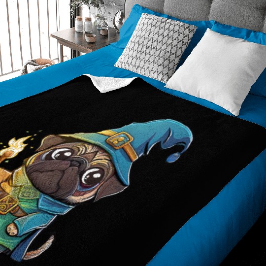 Colorful Kawaii Pug Wizard Baby Blankets