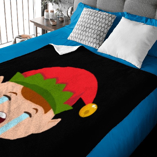 Elf Emoticons Crying Out Loud Funny Christmas Elfc Baby Blankets