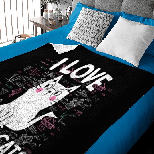 I Love Math and Cats Feline Lover Baby Blankets